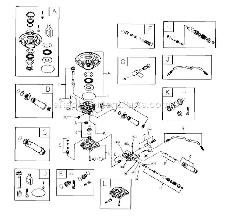 Page B Diagram and Parts List for 1909-0  Briggs and Stratton Pressure Washer